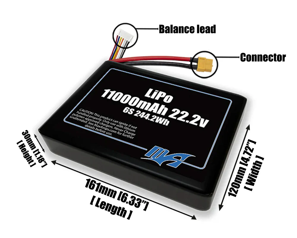 LiPo 11000mAh 6S 22.2v Battery Pack - Image 2